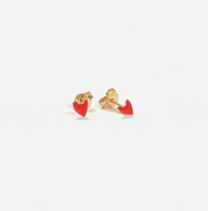 Titlee Grant Heart Earrings Poppy Red