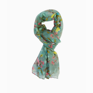 Bird Print Scarf Sky Blue