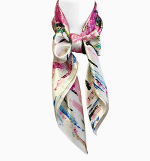 Satin Silk Scarf Daisies