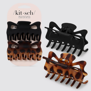 Kitsch Recycled Plastic Large Claw Clip Set Black & Tort