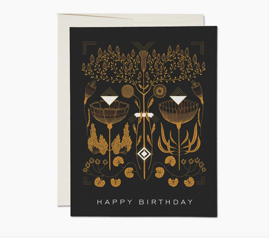 Amber Gold Birthday Card