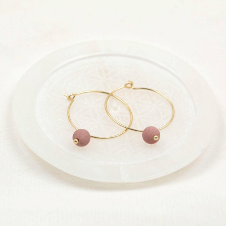 Glee Bellamy Hoops Pink Rhodonite