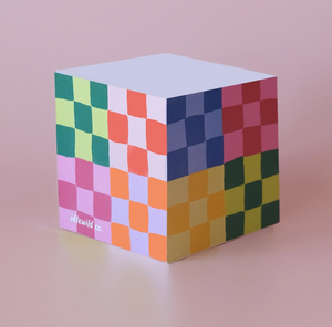 Rainbow Checks Sticky Note Cube