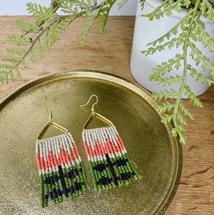 Folk Tulip Beaded Earrings