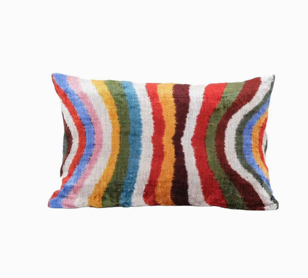 Colourful Ikat Velvet Pillow