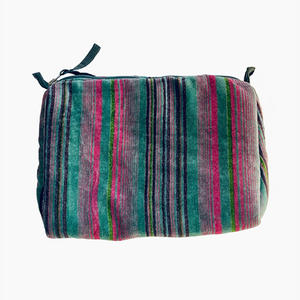 Rome Velvet Pouch Hailey Stripe Teal