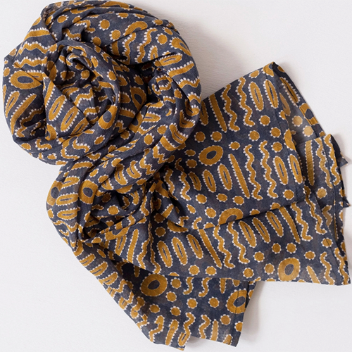 Palma Navy Block Printed Scarf