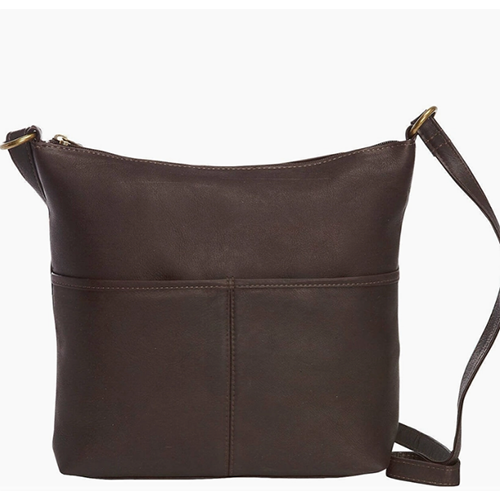 Leather Top Zip Shoulder Bag