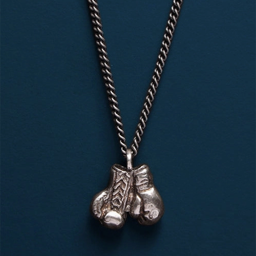 925 Oxidized Sterling Silver Boxing Gloves Necklace