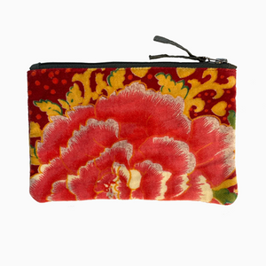 Napoli Velvet Pouch Peonies Red