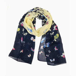 Floral Scarf Spring Navy