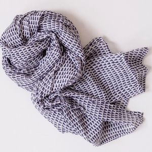 Nya Navy Block Printed Scarf