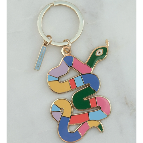 Rainbow Enamel Snake Keychain