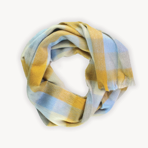 Seamless Scarf Gold & Blue Check